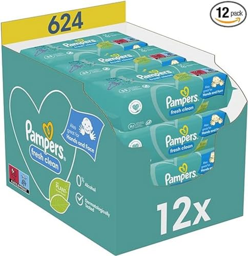 pampers fresh clean feuchttücher 52 stück - milder duft, auch für hände und gesicht