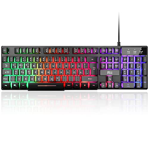 rii gaming tastatur rgb kabelgebunden, regenbogen beleuchtet, deutsches layout