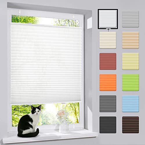 bobodeco plissee klemmfix rollo ohne bohren, sonnenschutz und sichtschutz, weiß 60 x 130 cm