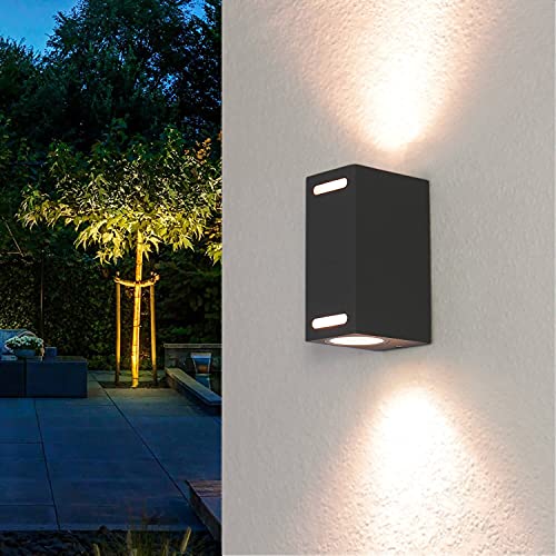 moderne wandlampe grau anthrazit ip44 gu10 wandstrahler außen aalborg