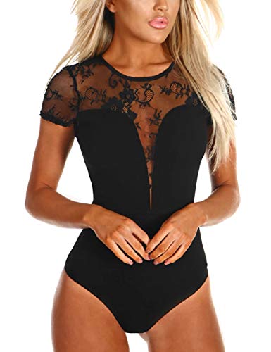 sebowel damen bodysuit sexy sheer mesh langarm kurzarm bluse tops