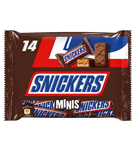 Produktbild: snickers minis schokolade großpackung, karamell und erdnuss mini schokoriegel 227g