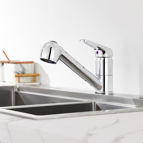 auralum küchenarmatur einhebel mit 2 strahlarten, ausziehbar, chrom, 360 schwenkbar