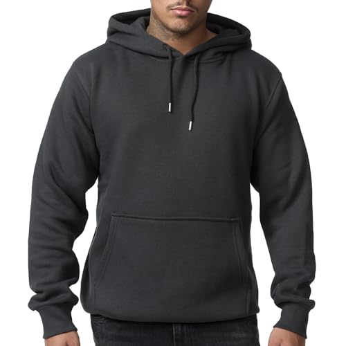 herren hoodie smith & solo sweatshirt pullover rundhals langarm slim fit anthrazit, XXL