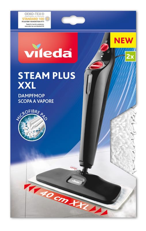 vileda steam xxl mikrofaser ersatzpads 2er pack für dampfreiniger, alle böden