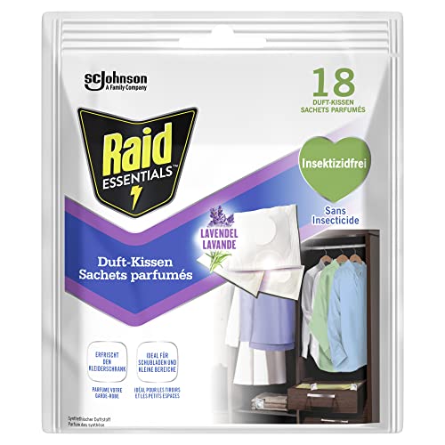 raid essentials duft-kissen lavendel für kleiderschrank und schubladen, 18 stück