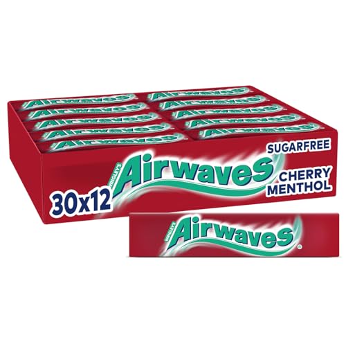 airwaves cherry menthol zuckerfreier kaugummi, 30 packungen x 12 dragees