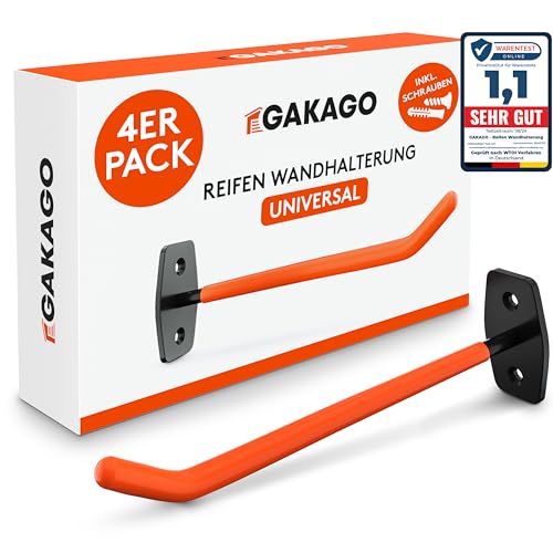 gakago reifenhalter wandhalterung 4er set inkl. schrauben, dübel, montageanleitung
