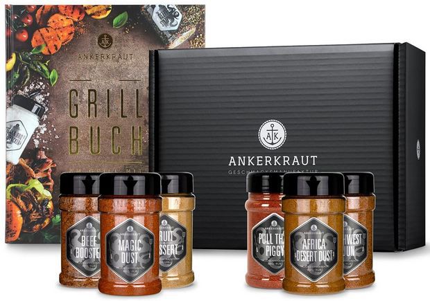 ankerkraut grillbuch-set mit 6 streuern für 42,45 euro statt 66 euro