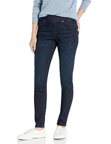 amazon essentials damen stretch-jeggings mit mittlerer leibhöhe, 42 kurz, dunkle waschung