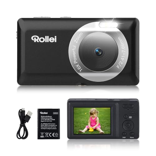 Rollei Compactline pocket digitalkamera 50MP 2,7K, 16-fach zoom, 2,4" display