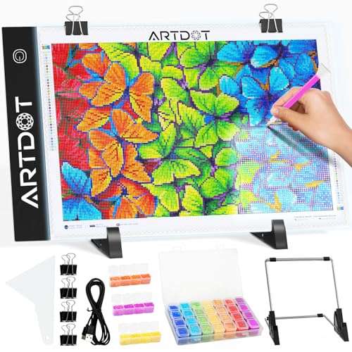 artdot leuchttisch a4 für 5d diamond painting, einstellbare helligkeit, ständer