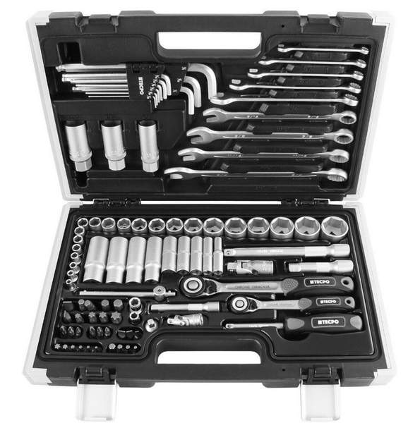 Produktbild: tecpo steckschlüssel-satz 92-teilig 1/4 3/8 zoll für 84,89 euro