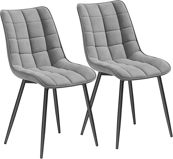 WOLTU Esszimmerstühle 2er Set gepolstert mit Rückenlehne, Hellgrau