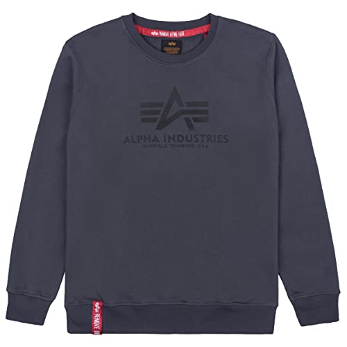 alpha industries sweatshirt herren grau basic pullover blickdicht größe L