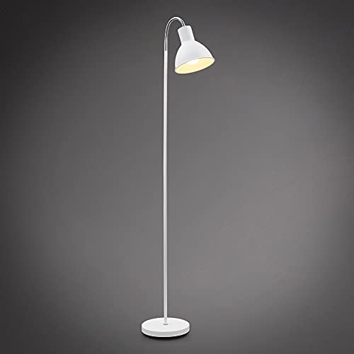 b.k.licht stehlampe vintage e27 25 watt schwenkbar weiß-chrom leselampe 145x40x22 cm