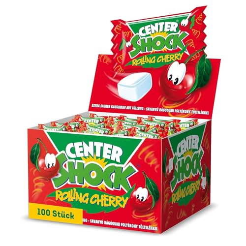 center shock rolling cherry Kaugummis 100 Stück extra sauer Kirschgeschmack 400g