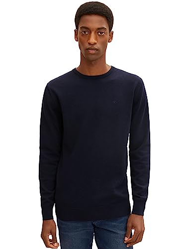 tom tailor herren strickpullover navy melange crewneck 1012819 größe m