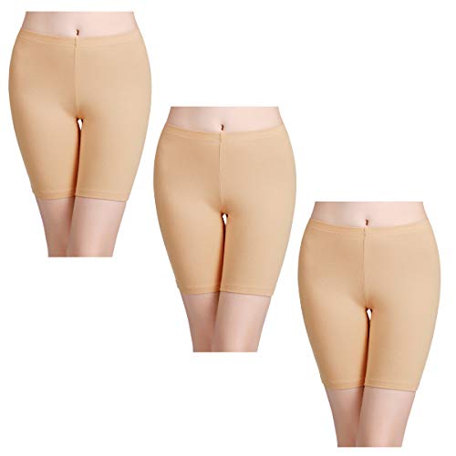 wirarpa damen boxershorts baumwolle 3er pack lang beige unterwäsche größe L