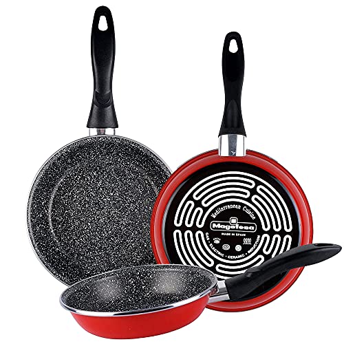 Produktbild: magefesa k2 pfannenset rot 24 cm 26 cm 28 cm antihaftbeschichtet