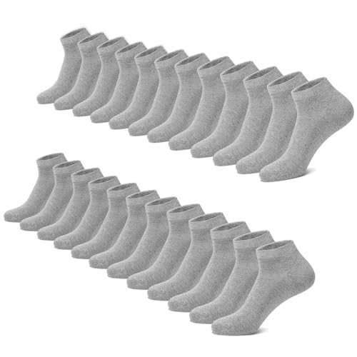 Sneaker Socken 12 Paar Baumwolle Herren Damen Kurz Grau 47-50