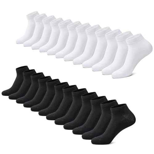 falary sneaker socken 12 paar herren damen kurz baumwolle schwarz weiß 43-46