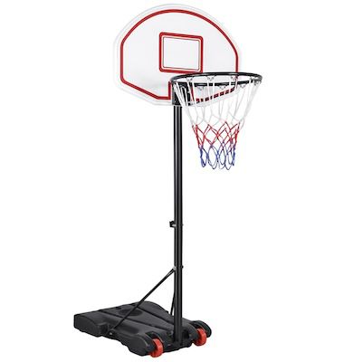 Basketballkorb mit Ständer, tragbare, höhenverstellbare Outdoor-Anlage rot 159-214 cm