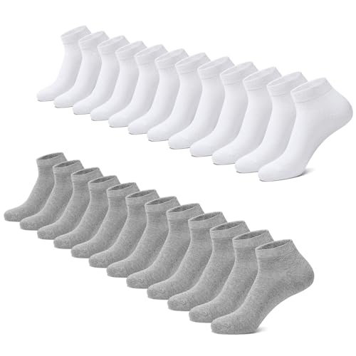 falary sneaker socken herren damen 12 paar baumwolle kurz grau weiß 39-42