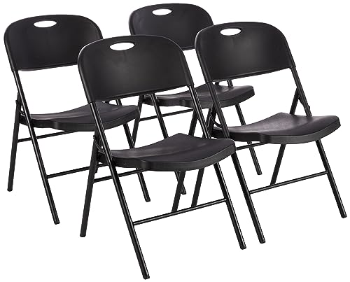 klappstühle aus kunststoff und metall schwarz, 4er-set von amazon basics, bis 158 kg