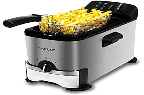 Produktbild: cecotec fritteuse 3 liter cleanfry 3000, edelstahl, 2180 w, oilclean-filter, deckel mit sichtfenster
