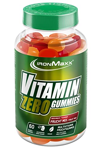 ironmaxx vitamin zero gummies, vegane gummy bears mit 9 vitaminen, zuckerfrei, 60 stück