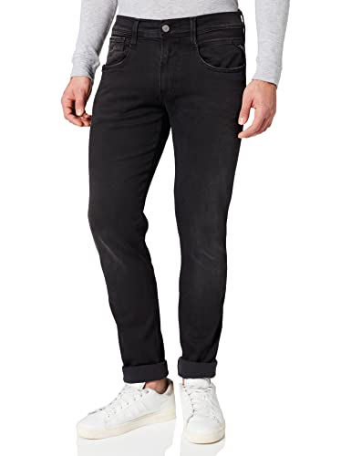 replay jeans herren slim-fit stretch hyperflex cloud black 29W 32L