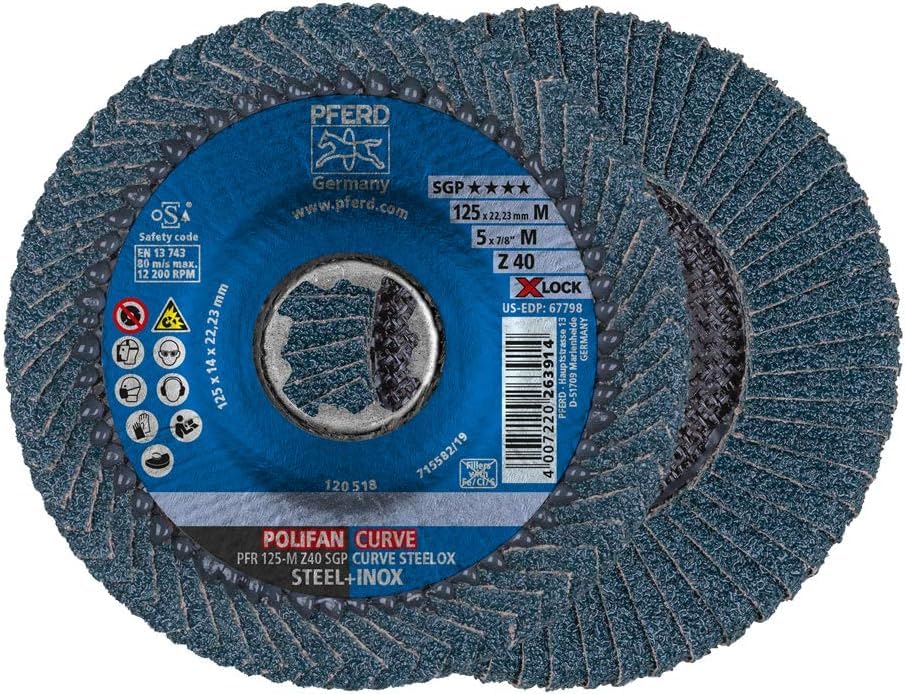pferd fächerscheibe polifan curve 125mm x 11mm z40 x-lock 10 stück für kehlnahtbearbeitung