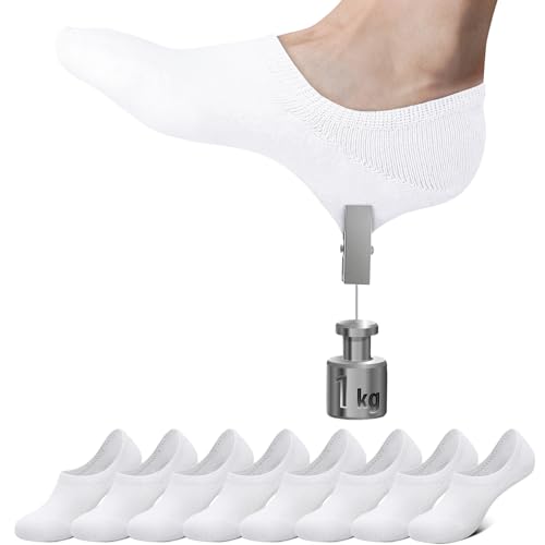 Sneaker Socken Damen Herren Fußlinge 8 Paar Silikonpad Unsichtbar 43-46 Weiß