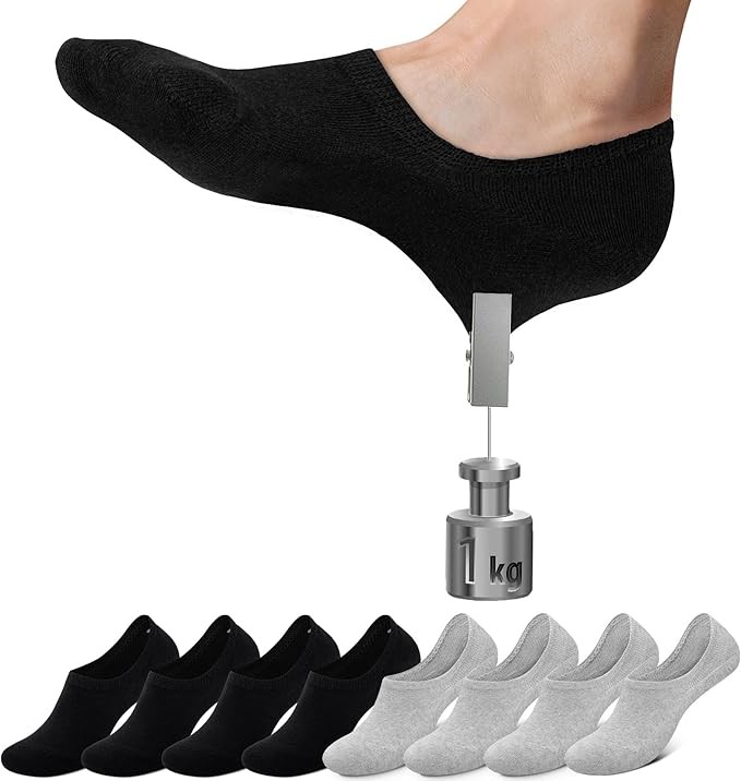 Produktbild: Falechay Sneaker Socken Damen Herren Unsichtbare Füßlinge 8 Paar schwarz grau 35-38