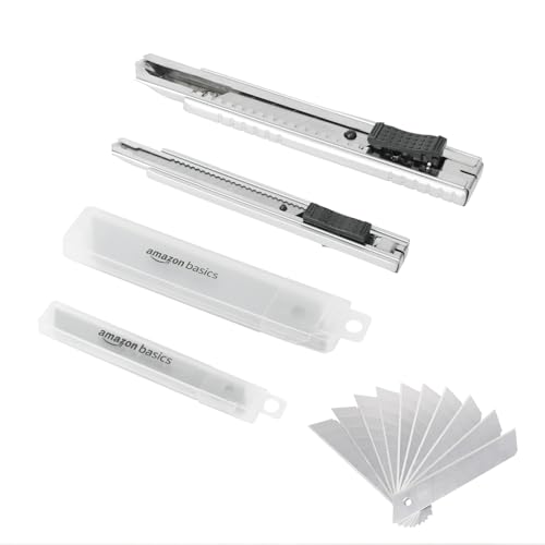 Produktbild: universalmesser 2er-pack amazon basics 9 & 18 mm zink-legierung mit 20 sk5-klingen