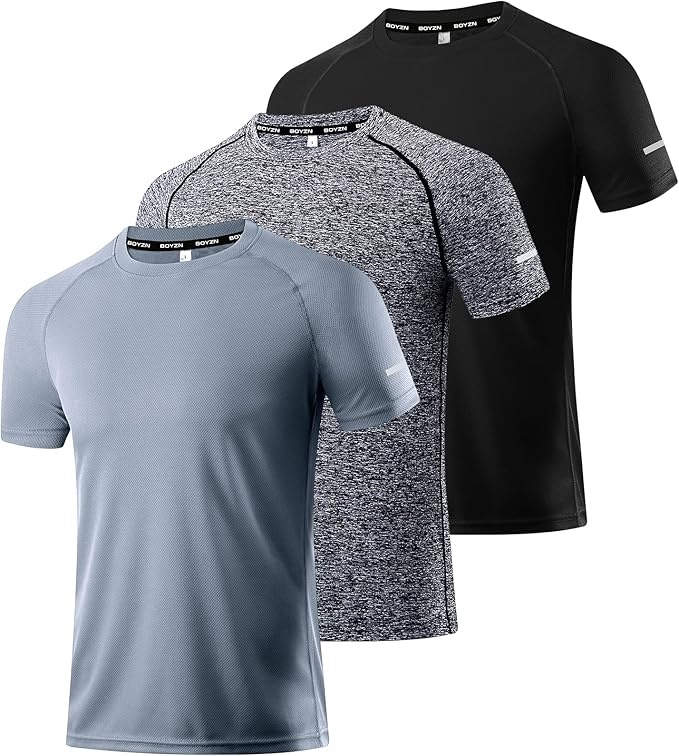 Boyzn Sport T-Shirts Herren Kurzarm 3er Pack Größe S