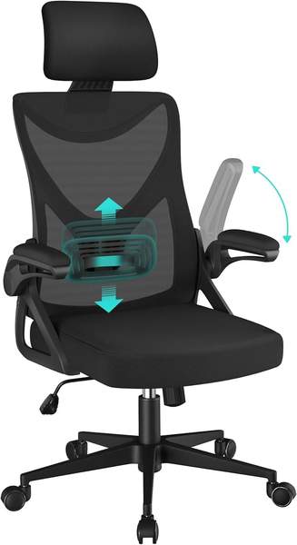 Yaheetech Ergonomischer Bürostuhl mit Kopfstütze Schwarz