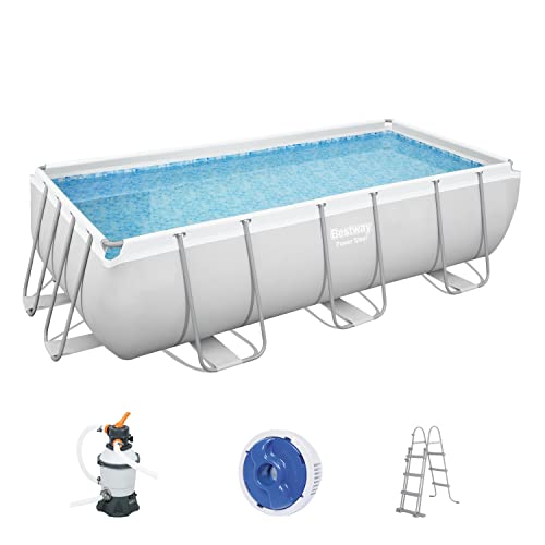 bestway power steel frame pool eckig 201 x 100 cm lichtgrau