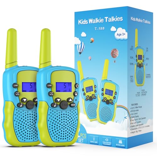 kearui walkie talkies kinder 3-12 jahre, 8 kanal funkgerät 3 meilen blau-grün