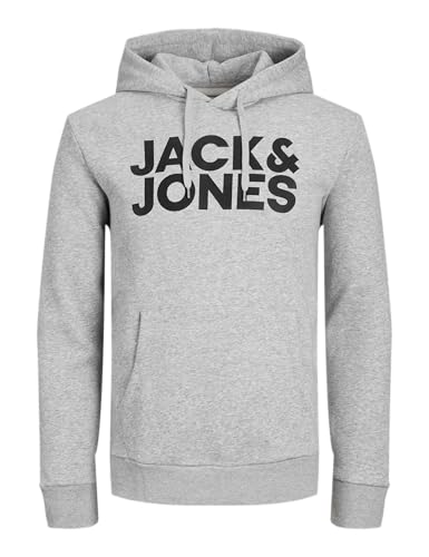 jack & jones hoodie herren kapuzensweatshirt grau light grey melange größe l