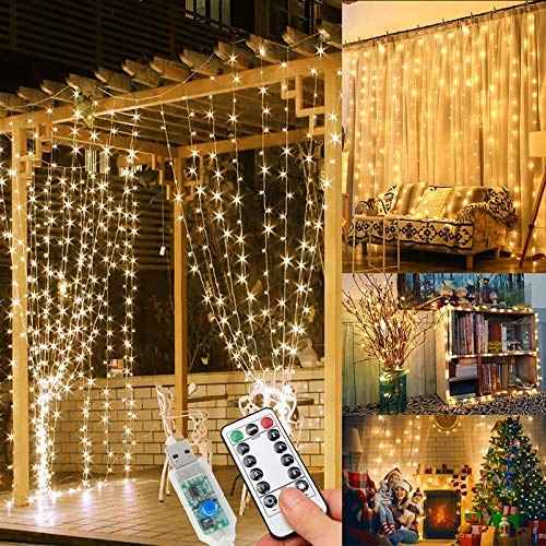 wearxi lichterkette 300 led lichtvorhang 3x3m indoor outdoor dekoration warmweiß