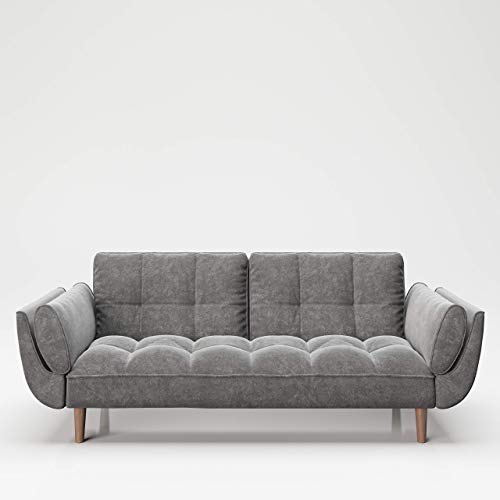 playboy sofa mit bettfunktion, samtstoff grau, retro-design, 2-sitzer, 3-sitzer