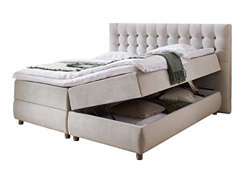 boxspringbett atlantic home collection tina 160x200 cm hellgrau mit topper und bettkästen