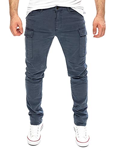 herren cargo chino hose yazubi jayden grau slim fit baumwolle w32/l34