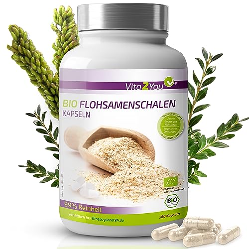Produktbild: vita2you psyllium husk kapseln 360 kapseln 750mg bio hohe dosierung