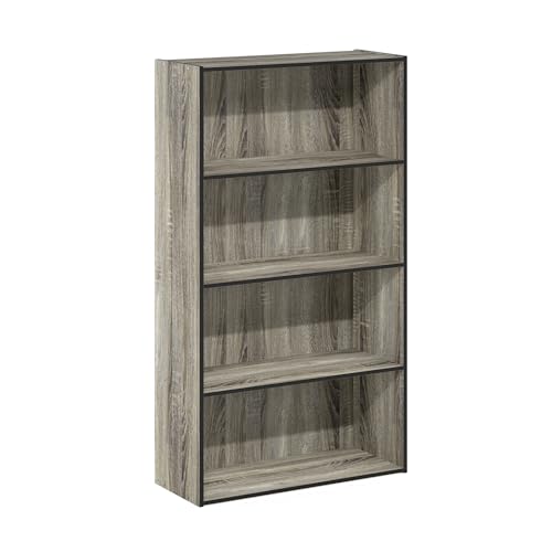 furinno pasir bücherregal 4 fächer französische eiche grau 23,88 x 59,94 x 105,92 cm