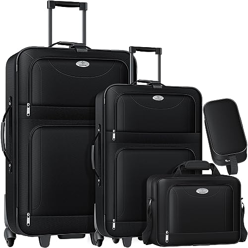 kesser 4tlg trolley kofferset mit rollen, reisekoffer set s m l xl, schwarz