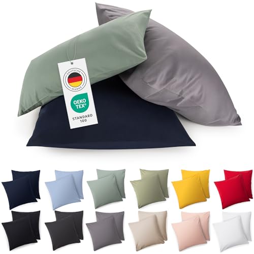 blumtal pillowcases set 2, 100% baumwolle, super soft jersey, weiß, 40x40cm