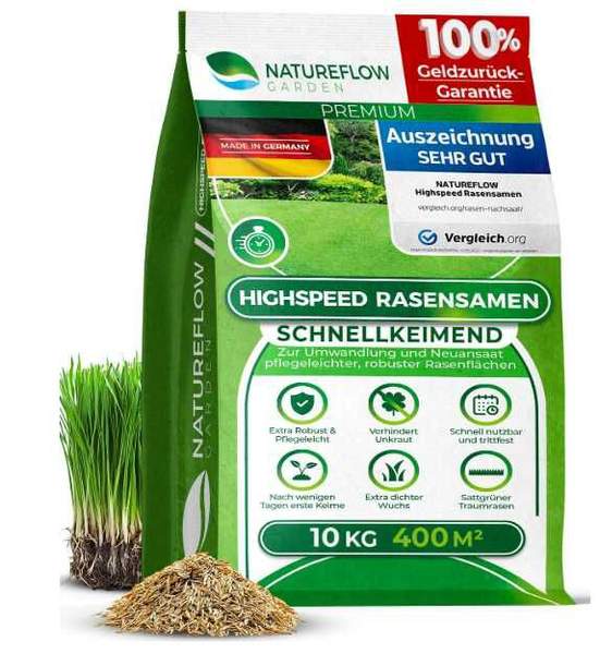 rasensamen schnellkeimend 10kg für 400qm frühjahr